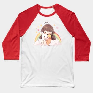 cut , rabbit , girl , rainbow Baseball T-Shirt